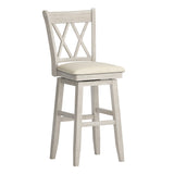 Homelegance By Top-Line Juliette Double X-Back Wood Swivel Bar Stool White Rubberwood