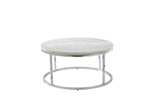 Steve Silver Echo 3-Piece White Marble & Chrome Table Set - Contemporary Styling with Chairside End Table, Levelers - 36