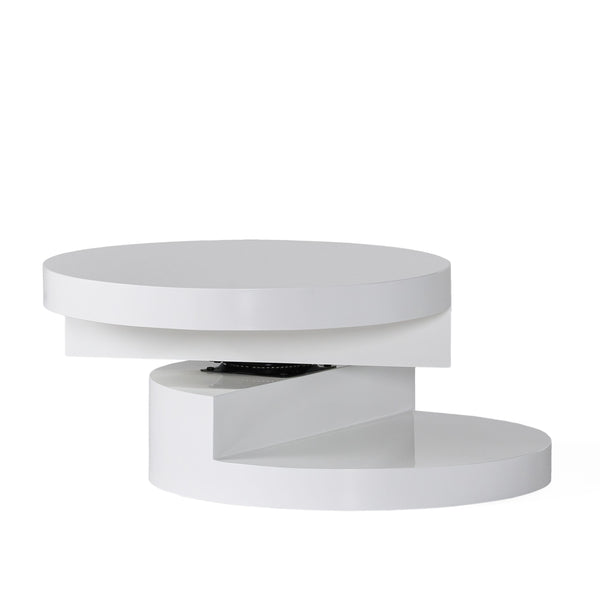 English Elm Christopher Knight Home® - MODERNESQUE Rotating Coffee Table - 2-Level Swivel Mod Design, High Gloss White, Compact 23.6" x 13" 55055.00