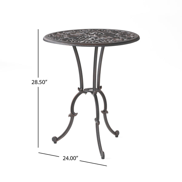 English Elm Charleston Cast Aluminum Outdoor Bistro Set Rust Resistant Copper Finish Patio Seating 50550.00COP