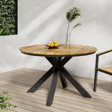 Christopher Knight Home® - Noble House - Soto Outdoor Acacia Wood Circular Dining Table, Teak and Black