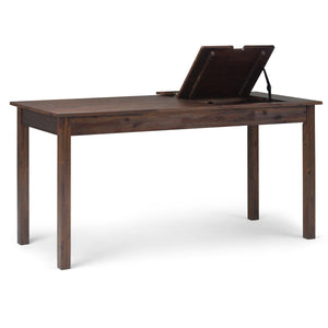 English Elm Monroe Distressed Charcoal Brown Desk — Solid Acacia Hardwood, USB Power, Lift-Top Storage, Rustic Chic B136P158959
