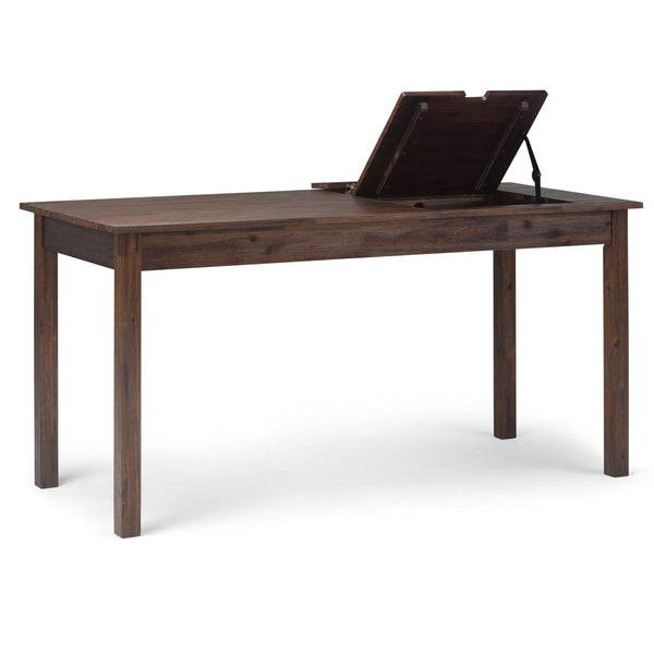 English Elm Monroe Distressed Charcoal Brown Desk — Solid Acacia Hardwood, USB Power, Lift-Top Storage, Rustic Chic B136P158959