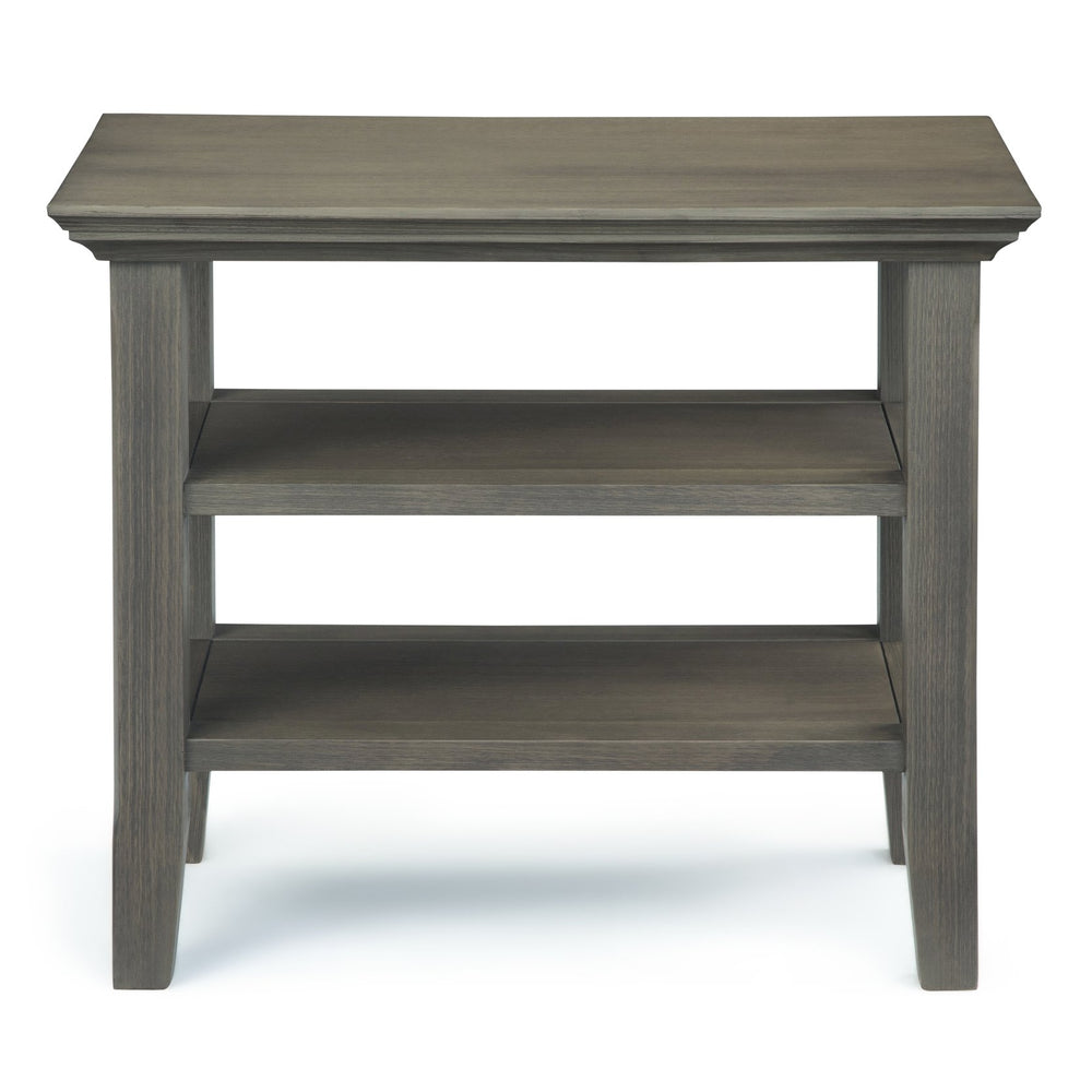 English Elm Acadian Solid Wood Narrow Side Table – Farmhouse Grey With Open Shelves For Stylish Storage Solutions B136P159694