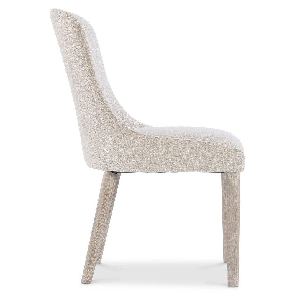 Bernhardt Bernhardt Antibes Side Chair With Rounded Back, Upholstered Comfort & Roz Wood Legs, Rustic-Modern Appeal 350545