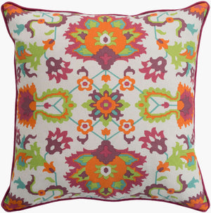 Surya Technicolor 18"L X 18"W Global-inspired Accent Pillow - Elegant, Durable Cotton Home Decor Charm Burgandy Cotton,Cotton Tec004-2020d