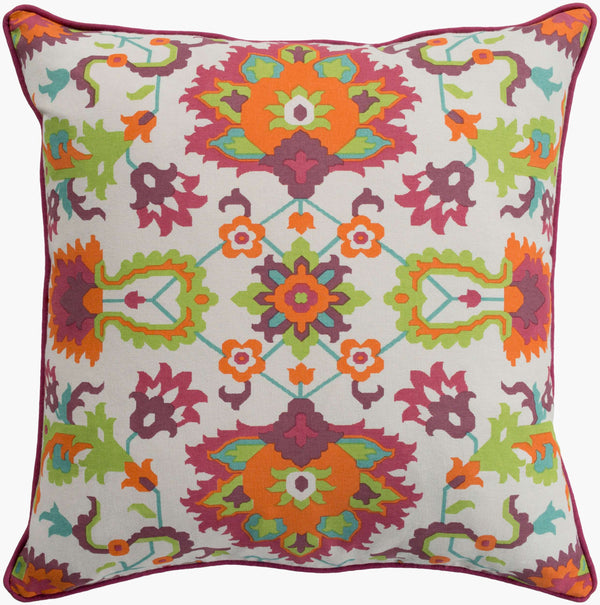 Surya Technicolor 18"L X 18"W Global-inspired Accent Pillow - Elegant, Durable Cotton Home Decor Charm Burgandy Cotton,Cotton Tec004-2020d