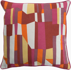 Surya Technicolor 18"L X 18"W Global-inspired Accent Pillow - Elegant, Durable Cotton Home Decor Charm Pink Cotton,Cotton Tec015-2020