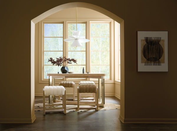 Hooker Furniture Banyon Counter-Height Gathering Table With Desert Oak Wire‑Brushed Top And Brushed Brass Legs For Stylish Dining 6081-75206-82