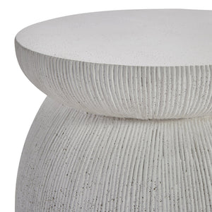 Bernhardt Bernhardt Corsica Stonecast Outdoor Accent Table – Half-Circle Sculptural Side Table, Weather-Resistant Finish X04113