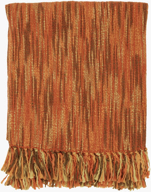 Surya Teegan Woven Acrylic Throw Blanket with Fringe Trim Rustic Farmhouse Sofa Accent TEE1008-5578