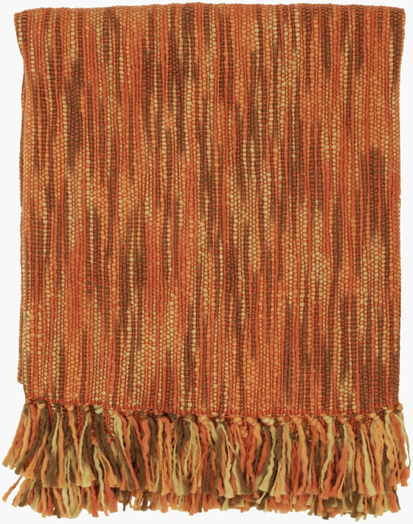 Surya Teegan Woven Acrylic Throw Blanket with Fringe Trim Rustic Farmhouse Sofa Accent TEE1008-5578
