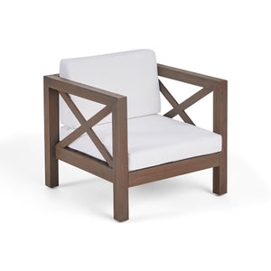 English Elm Brava Outdoor Acacia Wood Club Chair with Slatted Cross-back Mid-century Patio Design 65545.00WHI