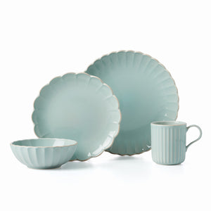 Lenox French Perle Scallop Ice Blue 4-Piece Place Setting White, LT BLUE STONEWARE 894512