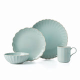 Lenox French Perle Scallop Ice Blue 4-Piece Place Setting White, LT BLUE STONEWARE 894512