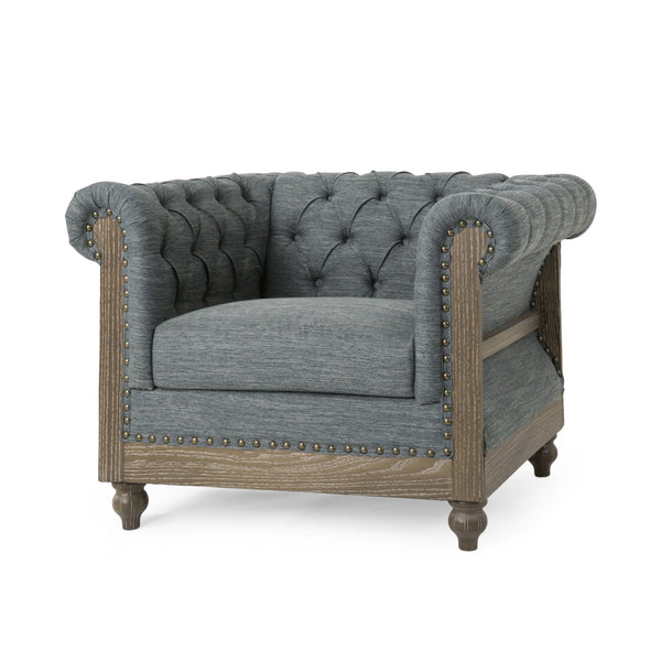 English Elm Christopher Knight Home® - CLUB Chair with Chesterfield-Inspired Button Tufting, Scrolled Arms & Nailhead Trim for Living Room Charcoal 40.5 L x 34.5 W x 25.75 H 72759.00