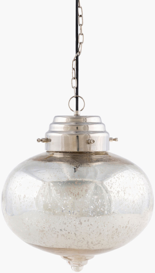 Surya Martel Pendant Light - 14"L X 14"W X 16"H - Elegant Global Design For Eclectic Home Décor Charm Fixture, Metallic ,Silver Glass,Iron Tel-001