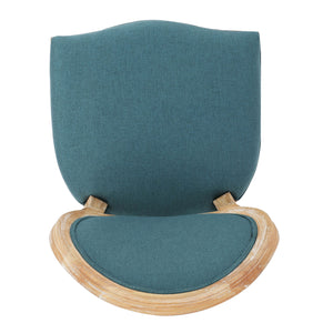 English Elm Kd French Country Rubberwood Dining Chairs Fluted Legs Padded Seat Set of 2 Teal 60352.00