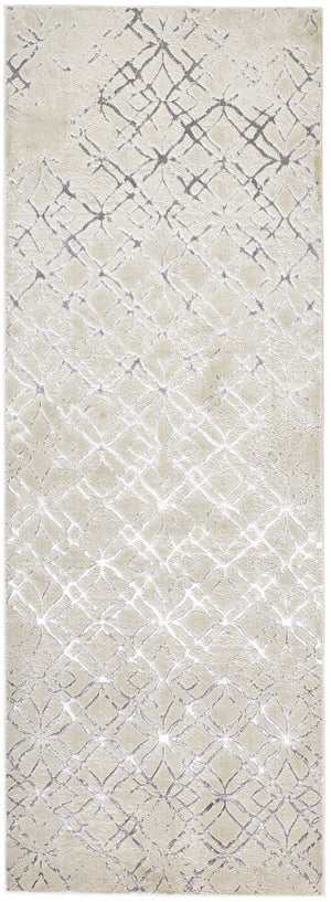 Feizy Rugs Micah Modern Abstract Area Rug - High-grade Soft Polyester, Stain Resistant, Easy Care, Contemporary Style Silver,Gray,White Polyester,Polypropylene 6943047fbgeslvi71