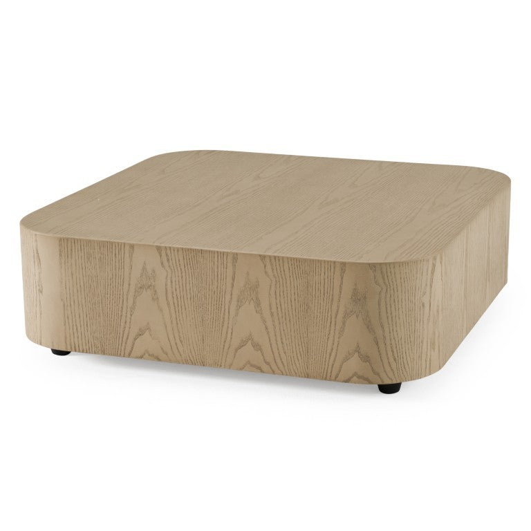 VIG Furniture Teller Minimalist Square Low Coffee Table With Ash Veneer Top, Two-Tone Warm Brown & Cream Finish VGOD-259CW-B-CT
