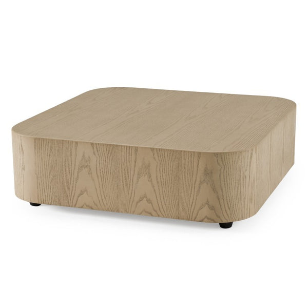 VIG Furniture Teller Minimalist Square Low Coffee Table With Ash Veneer Top, Two-Tone Warm Brown & Cream Finish VGOD-259CW-B-CT