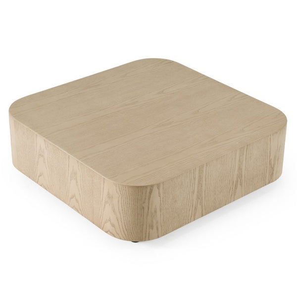 VIG Furniture Teller Minimalist Square Low Coffee Table With Ash Veneer Top, Two-Tone Warm Brown & Cream Finish VGOD-259CW-B-CT