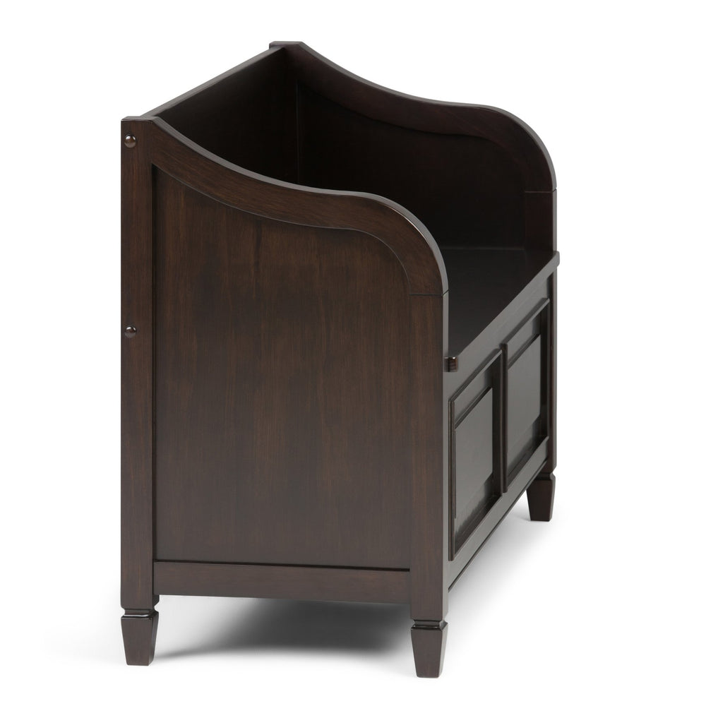 English Elm Connaught Entryway Storage Bench - Handcrafted Dark Chestnut Brown With Safety Hinges & Style B136P158130