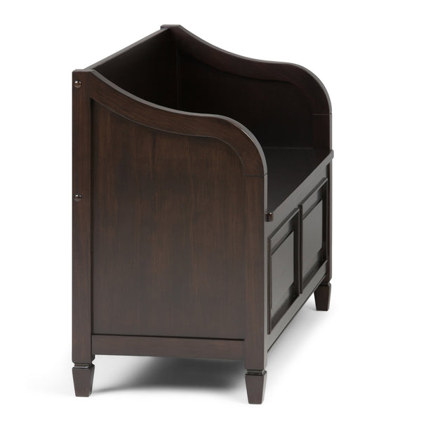 English Elm Connaught Entryway Storage Bench - Handcrafted Dark Chestnut Brown With Safety Hinges & Style B136P158130