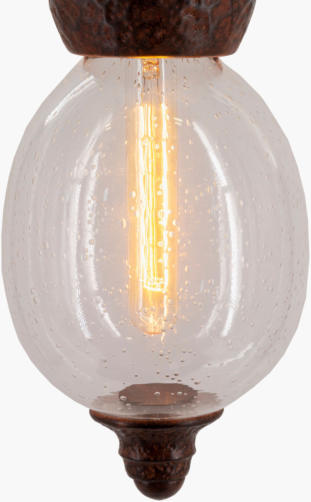 Surya Tenison Pendant Lighting - Modern 16" Metal & Glass Fixture For Elegant Home Décor & Easy Maintenance Fixture, Rust Iron,Glass Ten-001