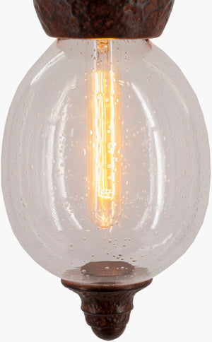 Surya Tenison Pendant Lighting - Modern 16" Metal & Glass Fixture For Elegant Home Décor & Easy Maintenance Fixture, Rust Iron,Glass Ten-001