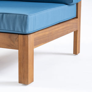 English Elm Oana Outdoor Corner Chair Solid Acacia Hardwood Slat Design with Weather Resistant Cushion 64495.00BLU