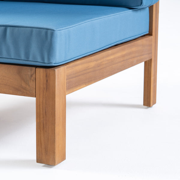 English Elm Oana Outdoor Corner Chair Solid Acacia Hardwood Slat Design with Weather Resistant Cushion 64495.00BLU