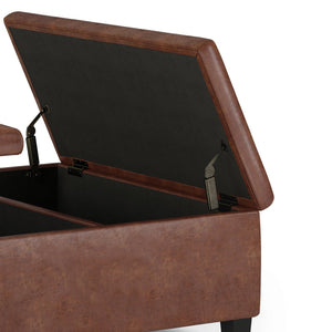 English Elm Ellis - Versatile Distressed Saddle Brown Storage Ottoman Coffee Table With Hidden Compartment B136P159160