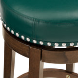 Homelegance By Top-Line Emerson Brown Finish Faux Leather 29" Swivel Bar Height Stool (Set of 2) Green Rubberwood