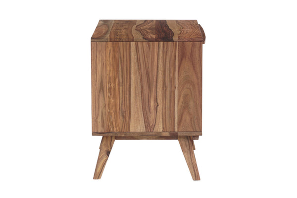 Porter Designs Porter Fusion Solid Sheesham Wood Nightstand Table - Mid-century Modern Design With Flared Legs Light Brown Wood 04-117-04-6750n