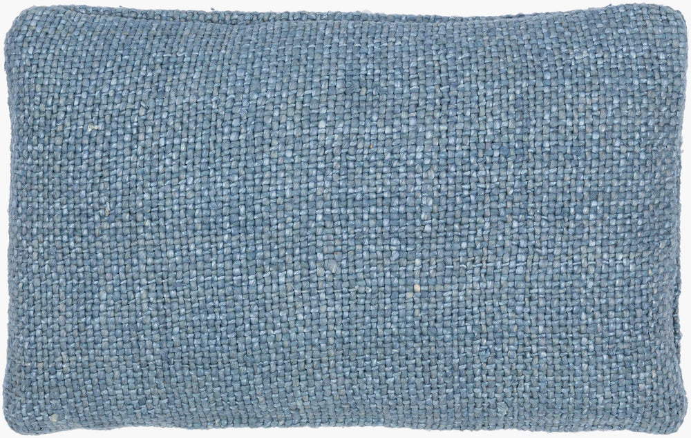 Surya Terry Cozy 14"L X 22"W Lumbar Pillow - Rustic Linen & Viscose Design For Charming Home Decor Denim Viscose,Linen,Viscose,Linen Tey001-1422d