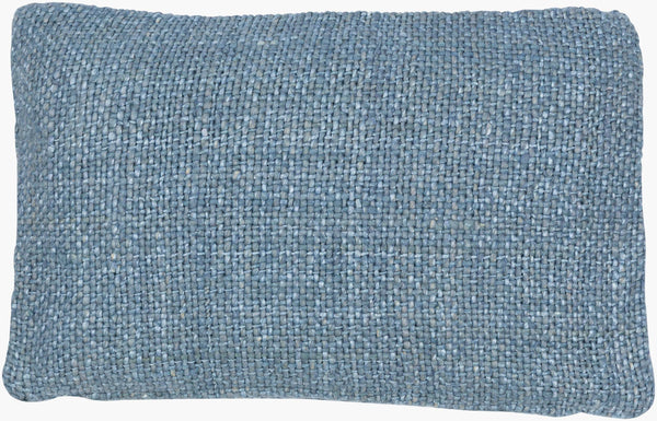 Surya Terry Cozy 14"L X 22"W Lumbar Pillow - Rustic Linen & Viscose Design For Charming Home Decor Denim Viscose,Linen,Viscose,Linen Tey001-1422d