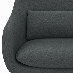 English Elm Elmont Mid-Century Accent Chair in Steel Grey Upholstery with Lumbar Pillow & Black Metal Base, Cushioned Comfort B136P158614