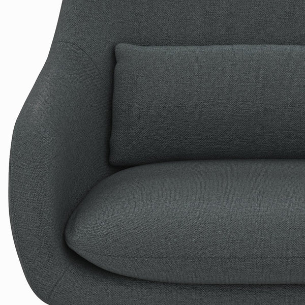 English Elm Elmont Mid-Century Accent Chair in Steel Grey Upholstery with Lumbar Pillow & Black Metal Base, Cushioned Comfort B136P158614