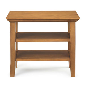 English Elm Acadian Solid Wood Narrow Side Table With Two Open Shelves - Stylish Light Brown Accent Table B136P159401