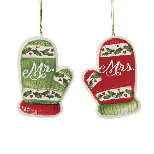 Lenox Mr. & Mrs. Mitten Ornaments, Set of 2 Ivory, IVORY PORCELAIN 896534