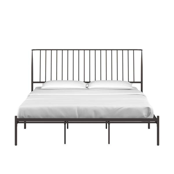 Homelegance By Top-Line Dante Metal Platform Bed with Curved Metal Headboard Dark Bronze Metal