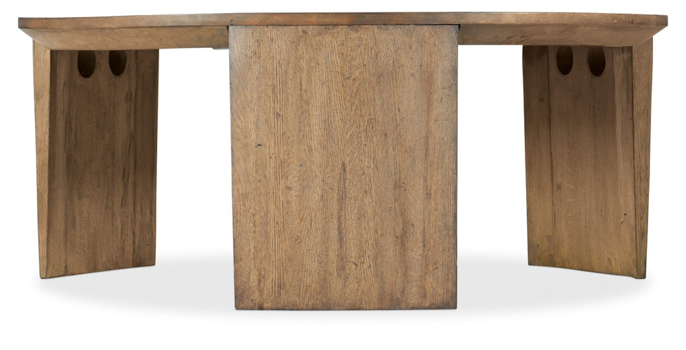 Hooker Furniture Commerce Round Cocktail Table In Solid Mindi Wood, 42" Rustic Distressed Top, Medium Natural Finish 7228-80006-85