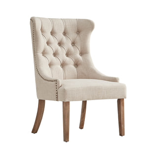 Homelegance By Top-Line Declan Upholstered Button Tufted Wingback Chair Light Natural Wood