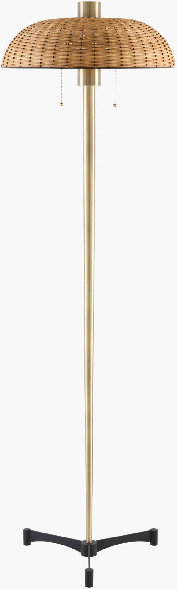 Livabliss Tifu Iron Floor Lamp with Woven Rattan Shade Warm Ambient Glow for Living Rooms TFO-001