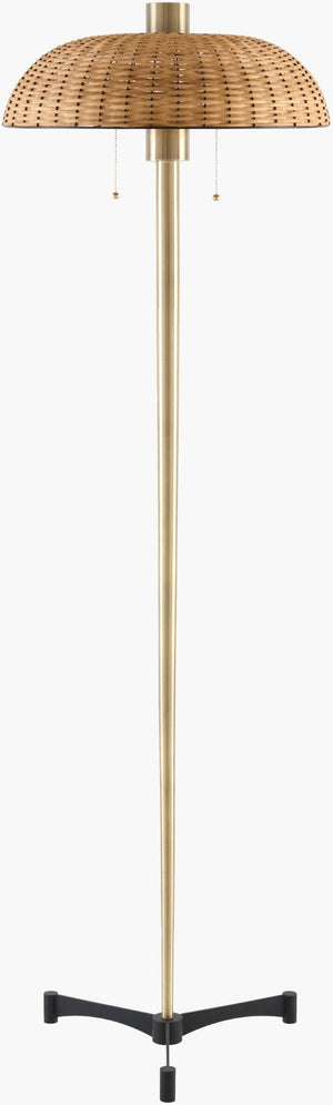 Livabliss Tifu Iron Floor Lamp with Woven Rattan Shade Warm Ambient Glow for Living Rooms TFO-001