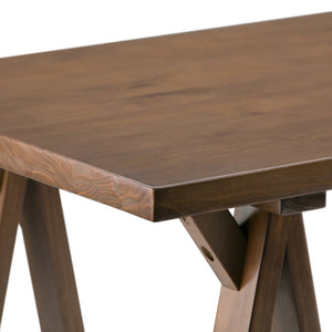 English Elm Sawhorse Writing Desk - Handcrafted Solid Wood In Medium Saddle Brown - Perfect For Home Office Use B136P158234-GIGA