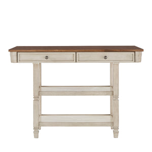 Homelegance By Top-Line Matthieu Two-Tone Antique Kitchen Island Buffet White Rubberwood