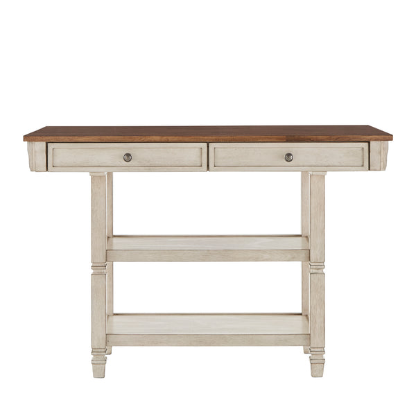 Homelegance By Top-Line Matthieu Two-Tone Antique Kitchen Island Buffet White Rubberwood
