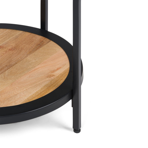 English Elm Jenna Handcrafted Round Side Table with Natural Mango Wood Top and Black Metal Frame, 24"H Light Brown B136P158984
